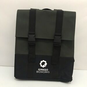 NWT Rains Ginkgo Bioworks Two-Tone Green & Black Roll-Top Backpack